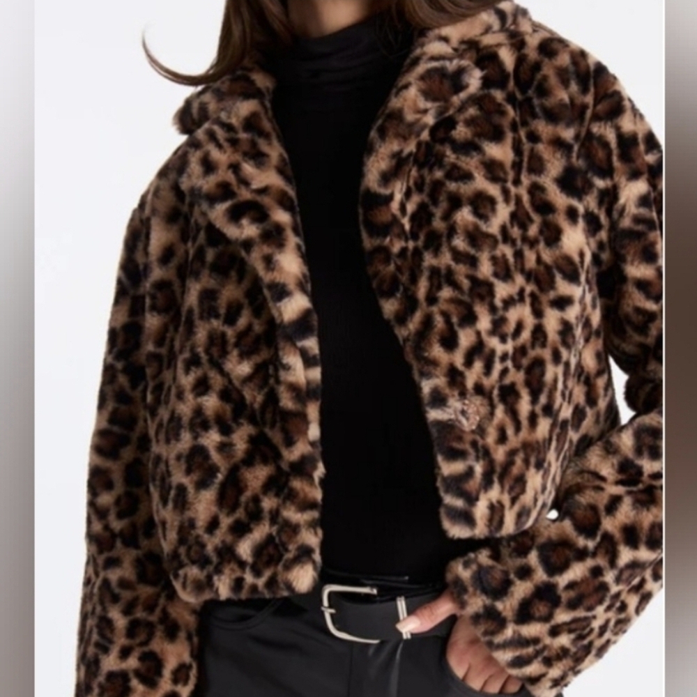 Leopard Print Faux Fur Jacket